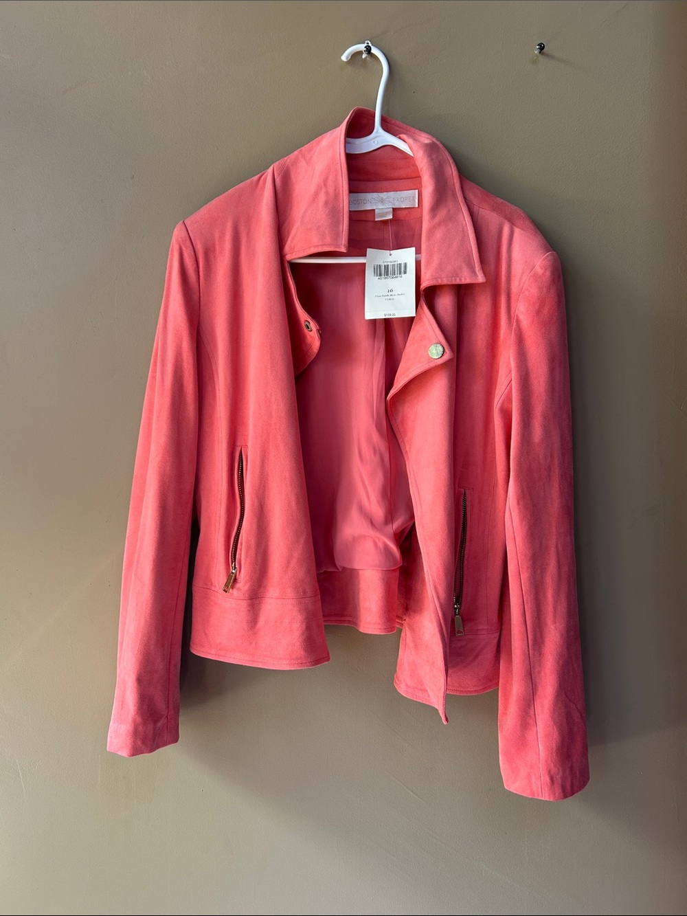 Boston Proper Coral Pink Suede Jacket